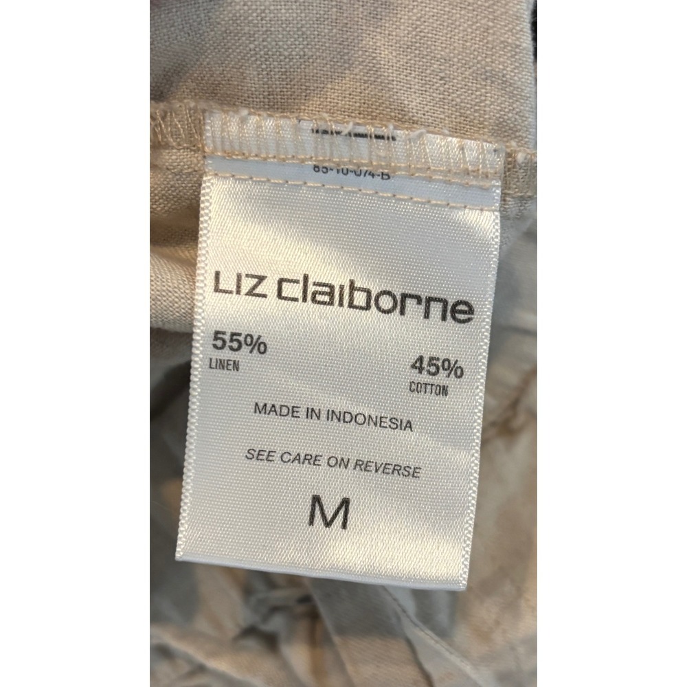 Liz Claiborne Womens Linen Blend Drawstring Shorts Beige Oatmeal Size M - Picture 2 of 3